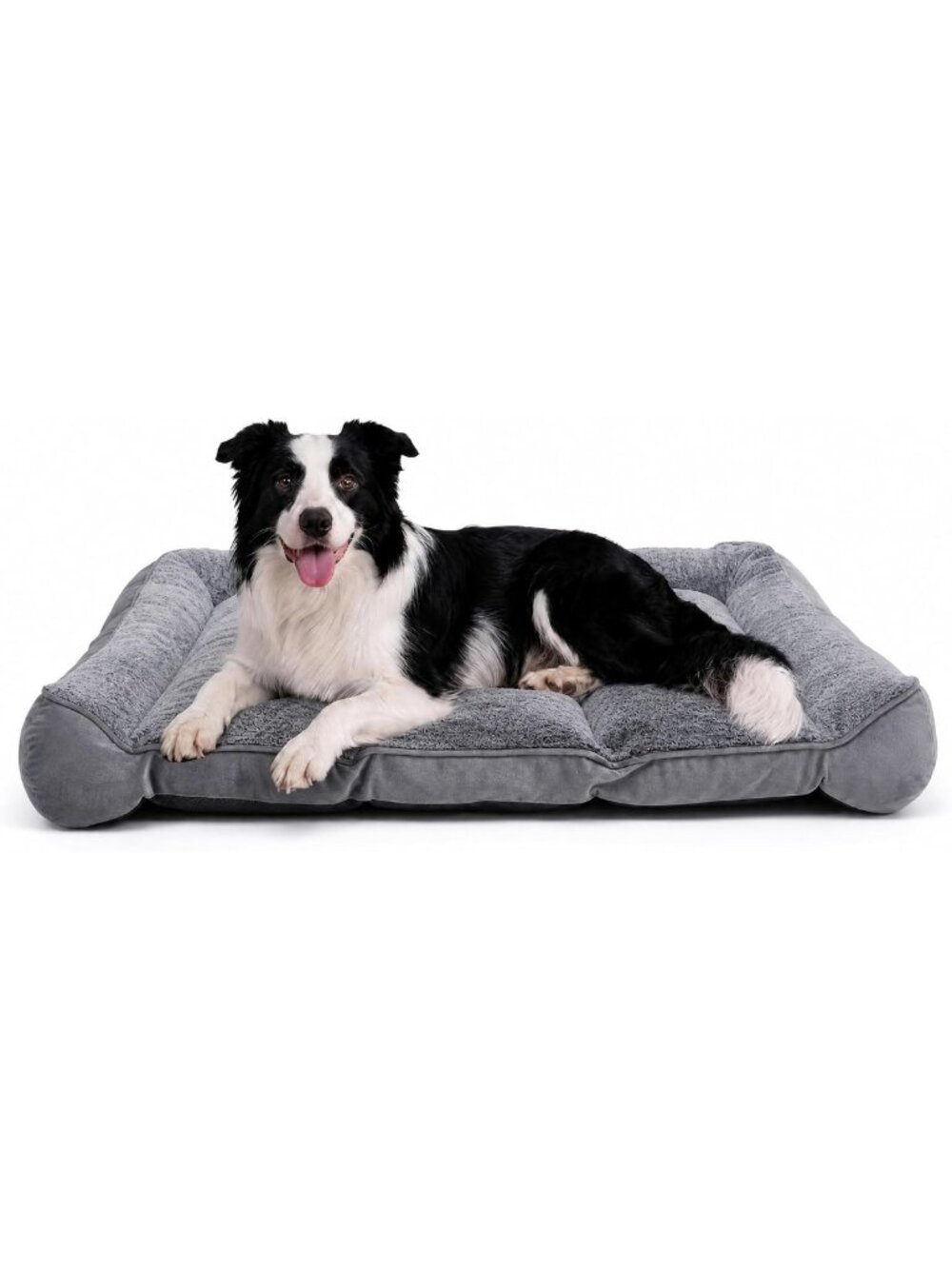 Cozy Large Orthopedic Dog Bed, 42" L, Supportive Grey Pet Mattress for Comfort